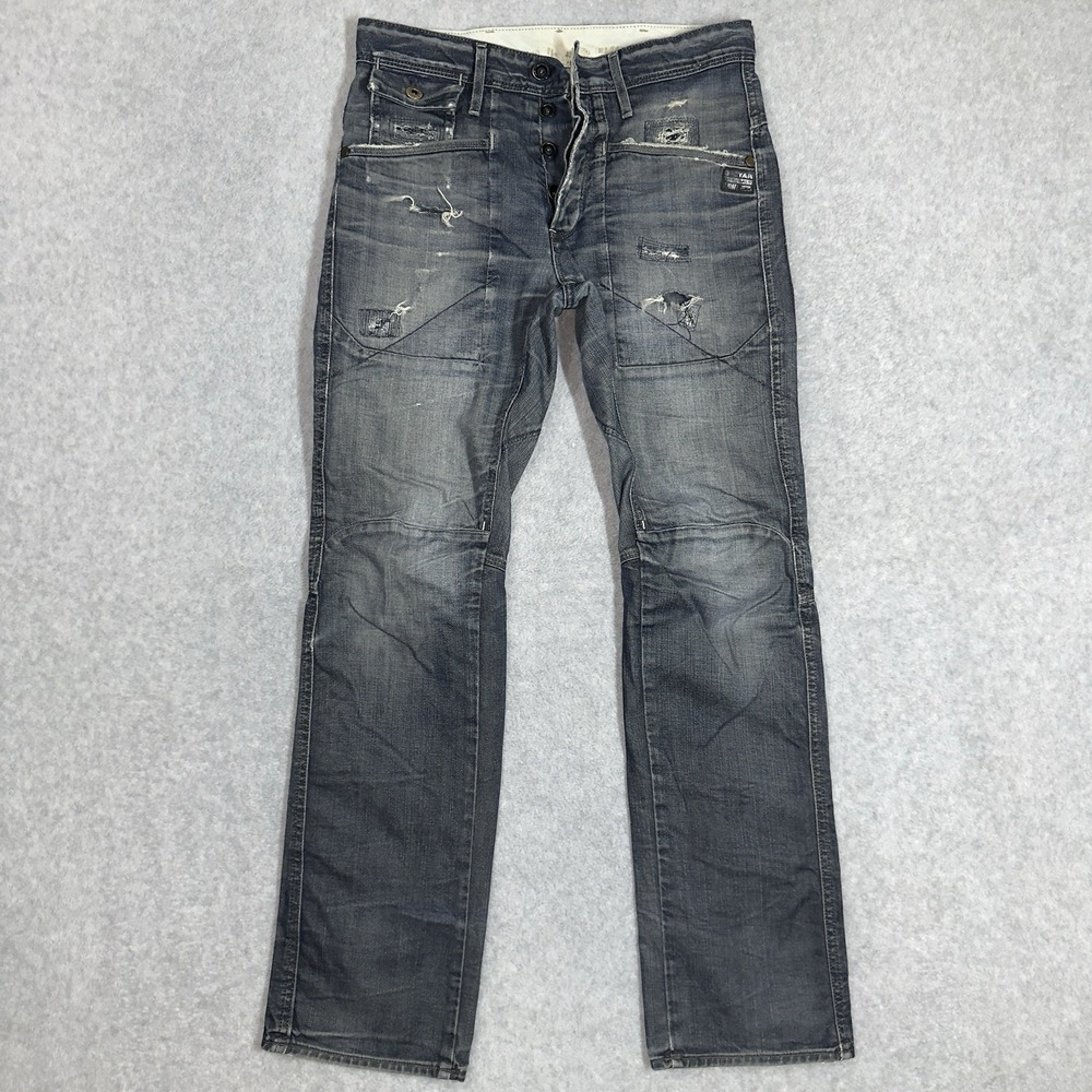 G-Star Raw Navy Jack Loose Tapered Jeans Mens 30x32 Thrashed Distressed Italy
